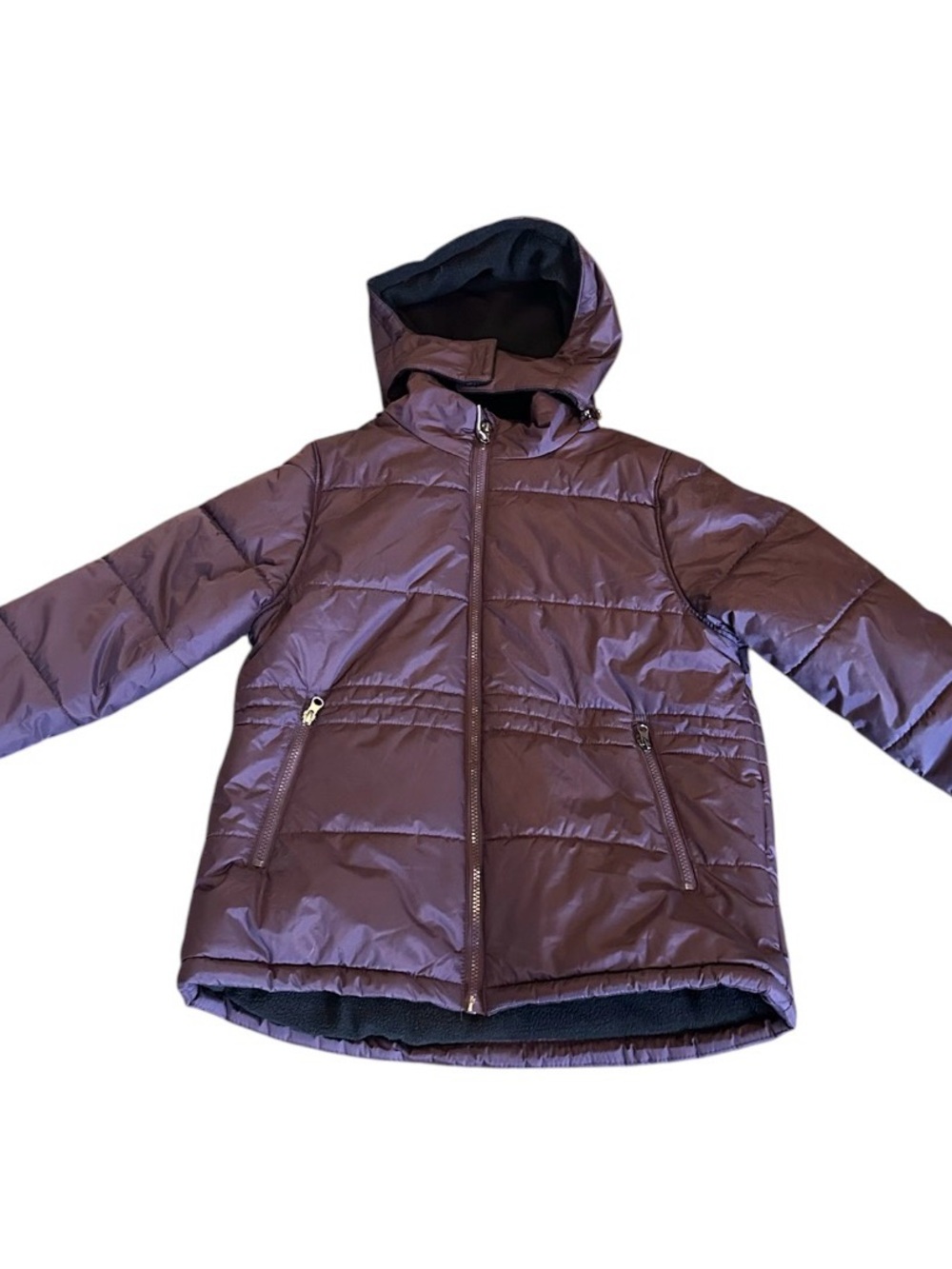 Whales Tail Girls Hooded Puffer Winter Jacket Coat Size M 7/8 Plum Purple
